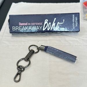 Damsel in Defense Breakaway Keychain Gunmetal Purple Tassel Safety Quick Release
